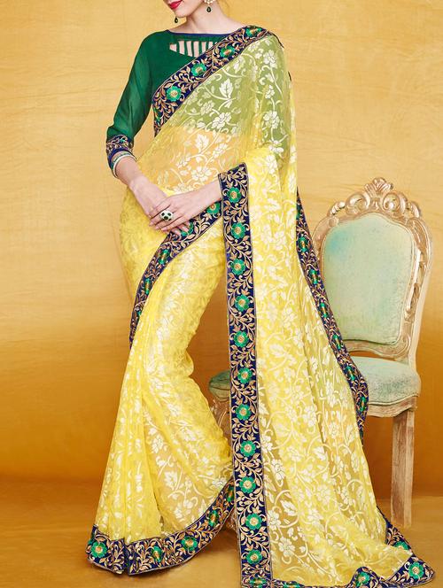 yellow brasso saree - 10366083 - Very Small Image - 1