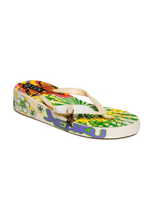 cream leatherette flip flops - 10366132 - Very Small Image - 1