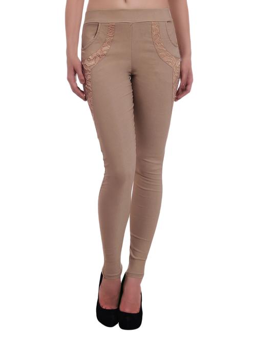 beige cotton jeggings - 10366426 - Very Small Image - 1