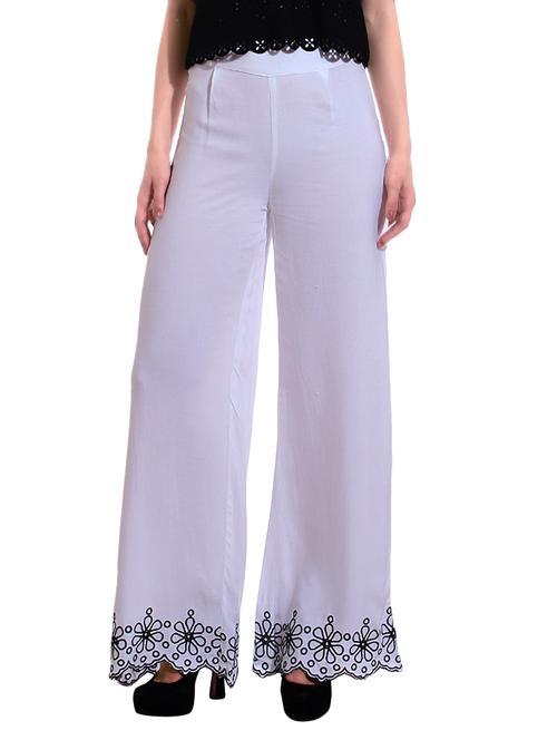 white rayon palazzos - 10366429 - Very Small Image - 1