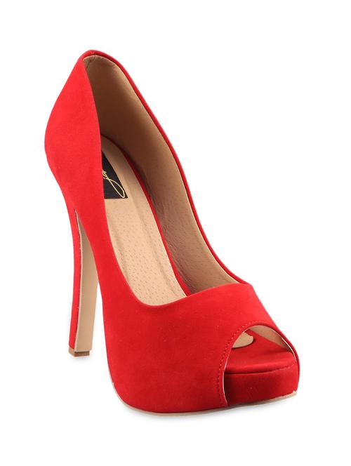 red suede peep-toe platform pumps - 1037209 - Very Small Image - 1