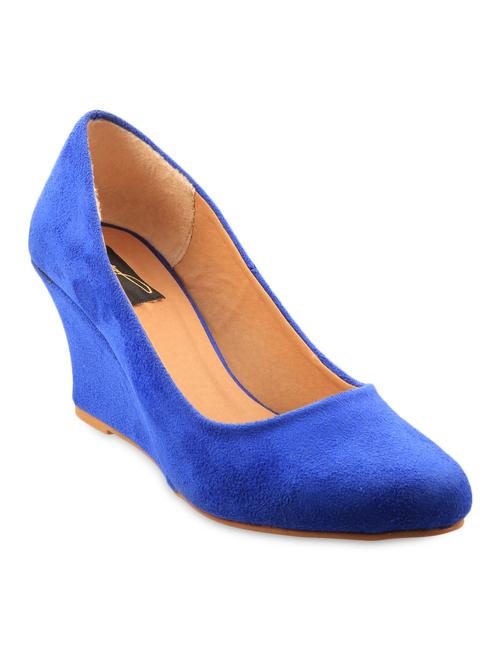 royal blue suede wedge ballet pumps - 1037219 - Very Small Image - 1
