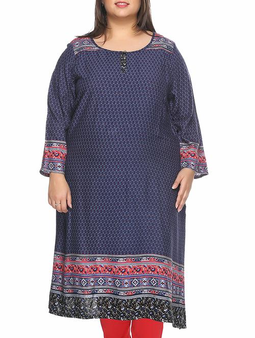 navy blue rayon kurta - 10379725 - Very Small Image - 1