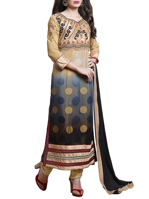 black georgette unstitched suit - 10379976 - Very Small Image - 1