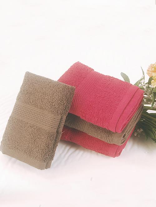 bianca red, brown cotton towel set - 10384902 - Very Small Image - 1
