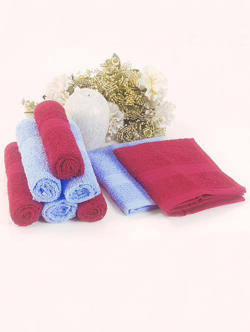 bianca red, blue cotton towel set - 10384936 - Very Small Image - 1