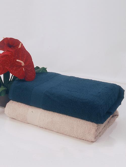 bianca beige, blue cotton towel set - 10385004 - Very Small Image - 1