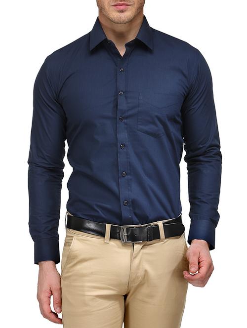 blue cotton blend formal shirt - 10386841 - Very Small Image - 1