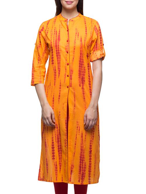orange cotton kurta kurti - 10388731 - Very Small Image - 1