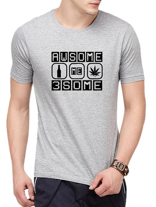 grey cotton chest print t-shirt - 10398955 - Very Small Image - 1