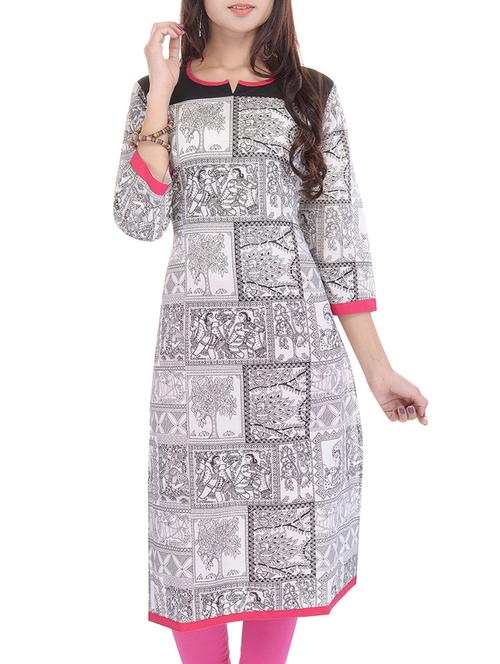 white cotton straight  kurta - 10411336 - Very Small Image - 1