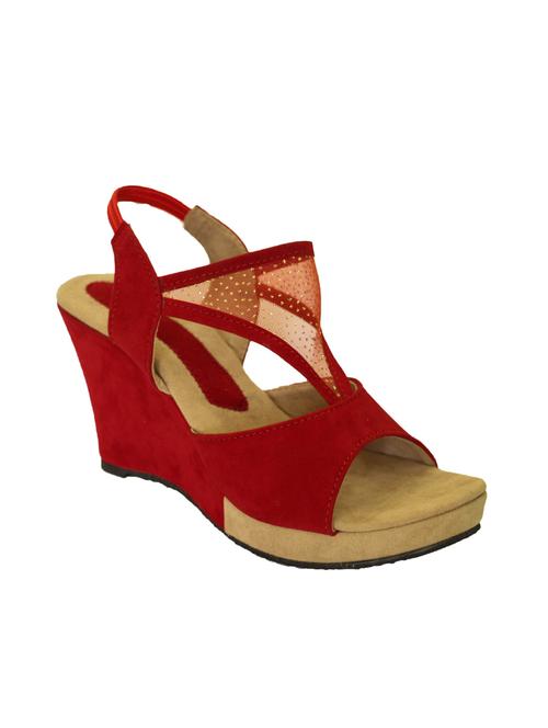 red leatherette wedge - 10411482 - Very Small Image - 1