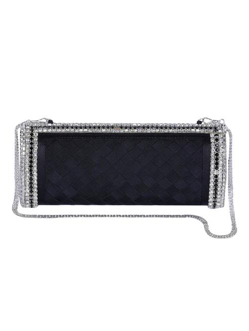 black , silver satin clutch - 10412983 - Very Small Image - 1