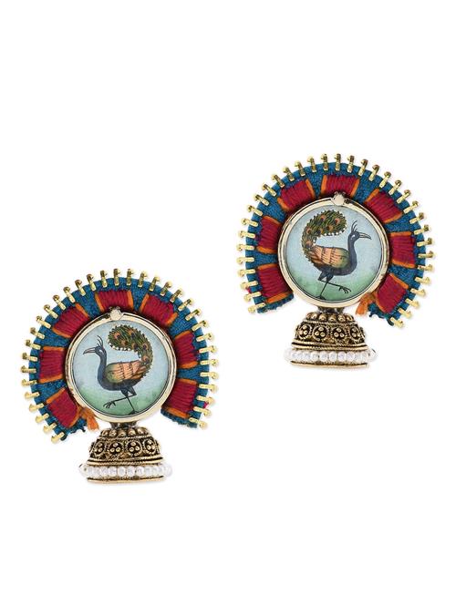 anetra multicoloured embroidered and handpainted jhumkas - 10415744 - Very Small Image - 1