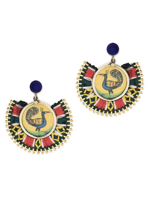 anetra multicoloured embroidered and handpainted earrings - 10415805 - Very Small Image - 1