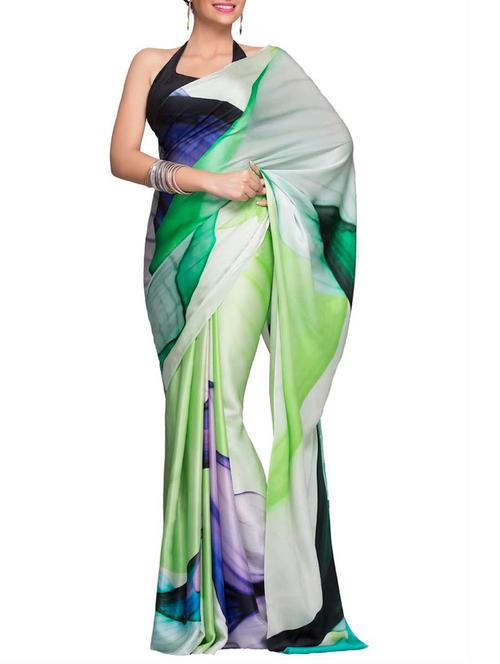 satomi multicoloured printed pure georgette saree - 10416729 - Very Small Image - 1
