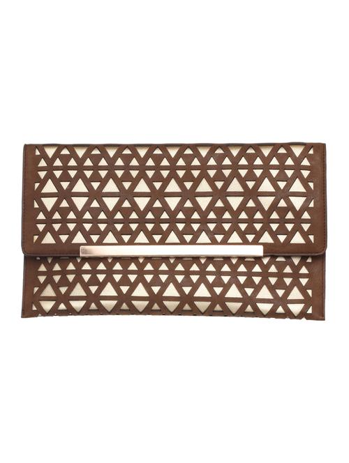 brown,white pu clutch - 10421332 - Very Small Image - 1
