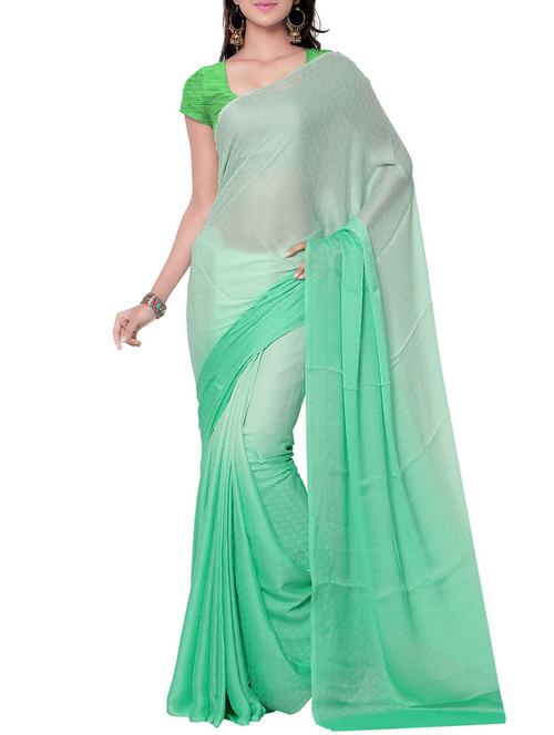 green crepe saree - 10428520 - Very Small Image - 1