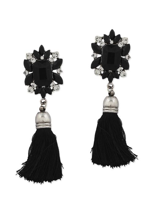 black, silver glass earring - 10430890 - Very Small Image - 1