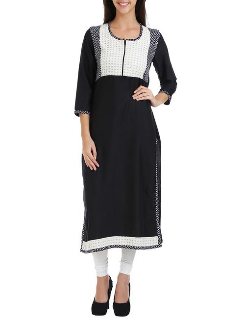 black rayon kurta - 10435838 - Very Small Image - 1