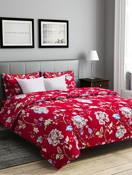 rago relish floral print red and blue double bedsheet set - 10436692 - Very Small Image - 1