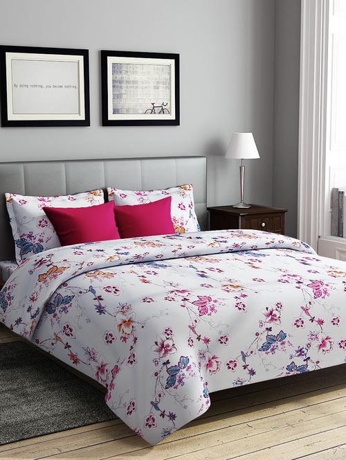 rago relish floral print blue and orange  double bedsheet set - 10436710 - Very Small Image - 1