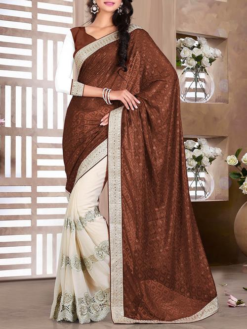 brown brasso saree - 10437915 - Very Small Image - 1