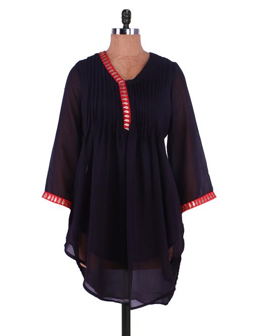 pink tuck full sleeve kurta - 1043880 - Very Small Image - 1