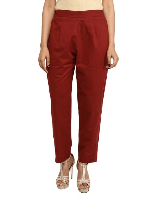 maroon cotton trousers - 10442860 - Very Small Image - 1
