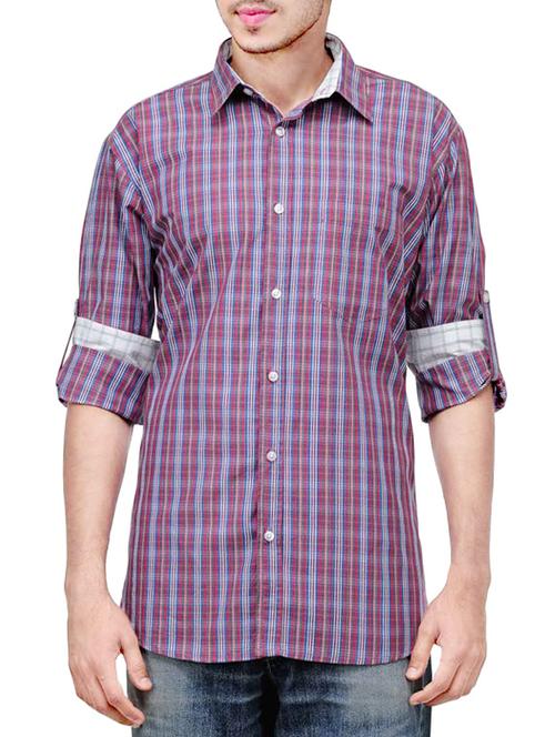 purple cotton casual shirt - 10443013 - Very Small Image - 1