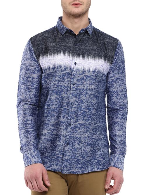 blue colored, cotton casual shirt - 10443979 - Very Small Image - 1