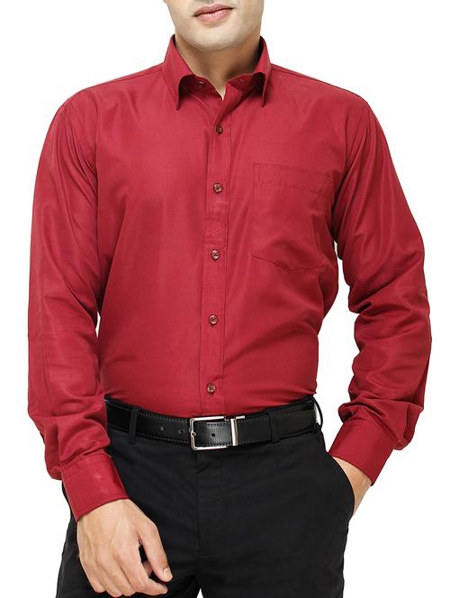 red cotton blend formal shirt - 10445295 - Very Small Image - 1