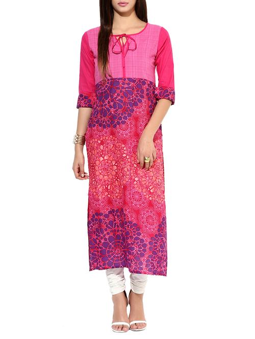 pink cotton kurta - 10446219 - Very Small Image - 1
