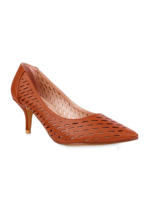 brown cutwork detail kitten heel pumps - 1044842 - Very Small Image - 1