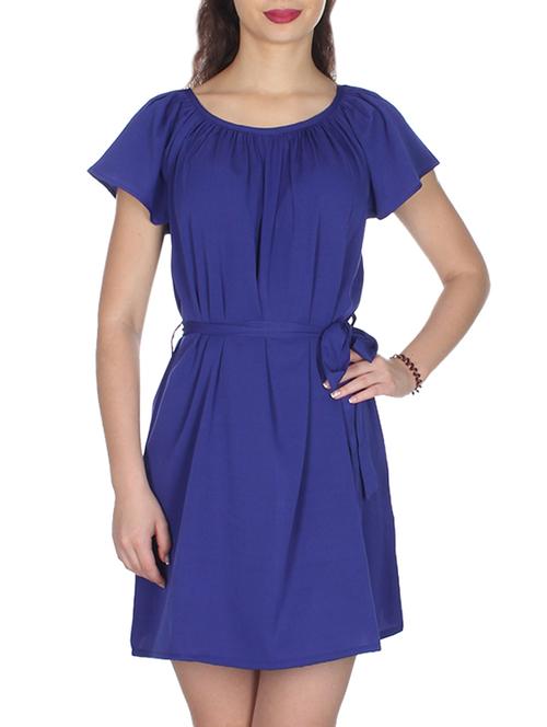 blue polyester fit & flare dress - 10449465 - Very Small Image - 1