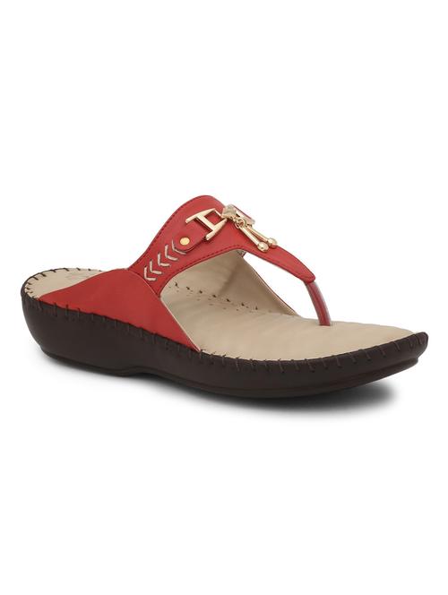 red leatherette toe separator sandal - 10451264 - Very Small Image - 1