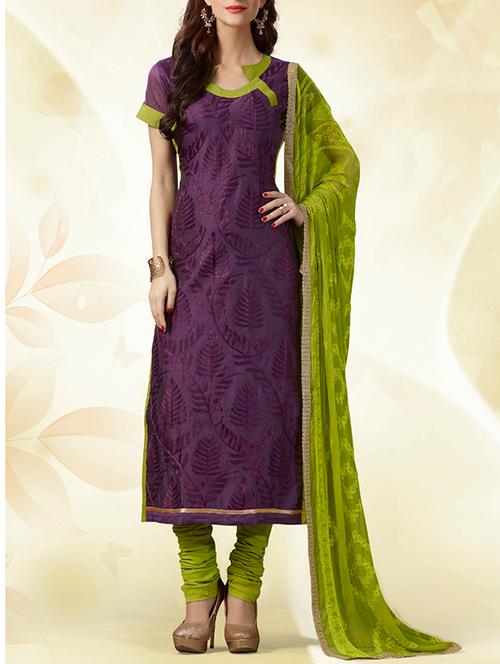 violet silk blend unstitched suit - 10452161 - Very Small Image - 1