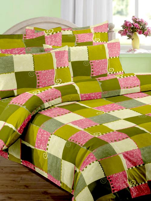 dreamscaspe 140tc 100% cotton green ethnic double bedsheet set - 1045241 - Very Small Image - 1