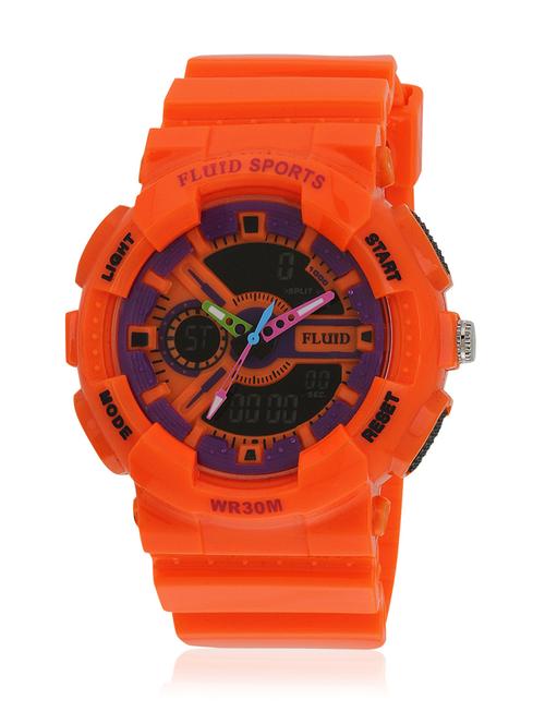 orange color, pvc- silicone analog- digital watch - 10453296 - Very Small Image - 1