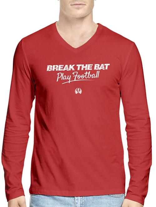 hueman red colored, v- neck  tee- shirt - 10453534 - Very Small Image - 1
