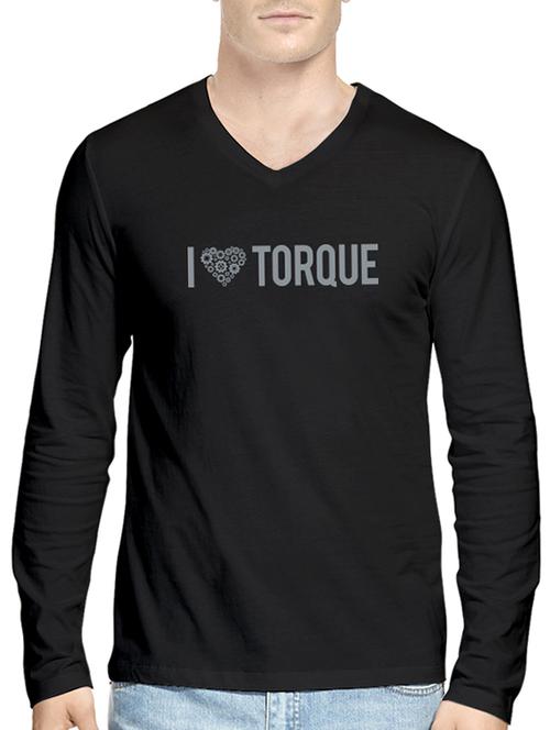 hueman black colored, v- neck  tee- shirt - 10453573 - Very Small Image - 1