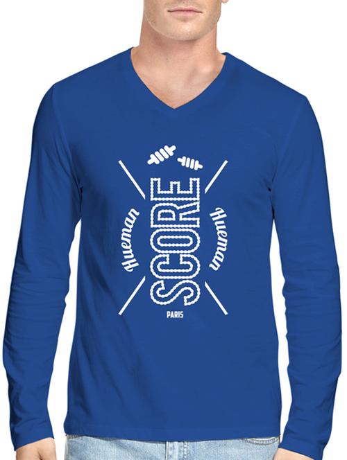 hueman blue colored, v- neck  tee- shirt - 10453602 - Very Small Image - 1