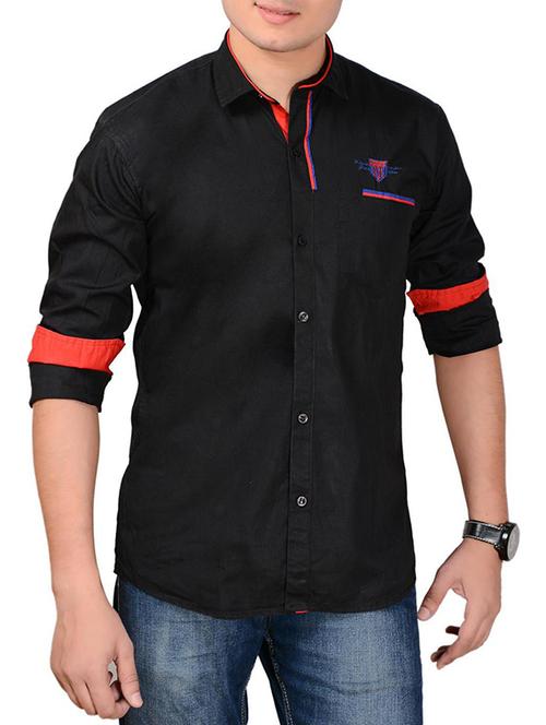 black cotton casual shirt - 10454011 - Very Small Image - 1