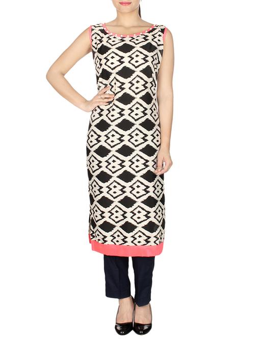 black cotton straight kurta - 10458763 - Very Small Image - 1