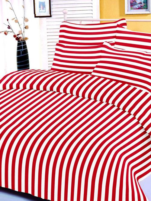 valtellina checkered maroon cotton double bed sheet with 2 pillow cover - tc-250 - 10458912 - Very Small Image - 1