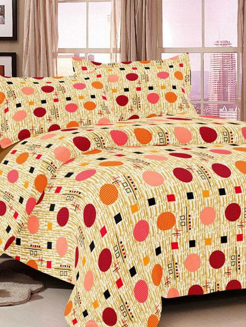 valtellina geometrical pink cotton double bed sheet with 2 pillow cover - tc-250 - 10458925 - Very Small Image - 1