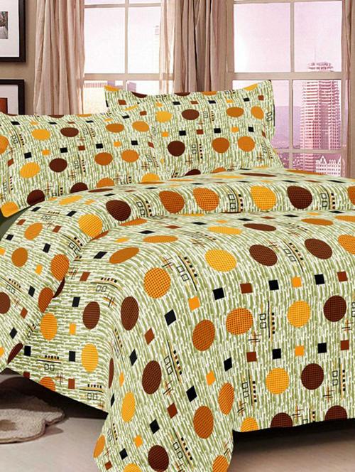 valtellina geometrical brown cotton double bed sheet with 2 pillow cover - tc-250 - 10458926 - Very Small Image - 1