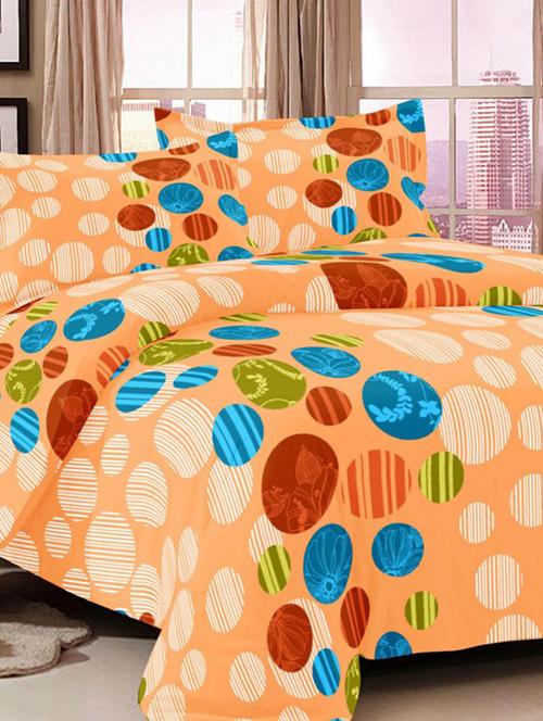 valtellina geometrical brown cotton double bed sheet with 2 pillow cover - tc-250 - 10458934 - Very Small Image - 1