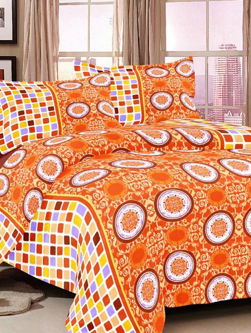 valtellina traditional brown cotton double bed sheet with 2 pillow cover - tc-250 - 10458942 - Very Small Image - 1