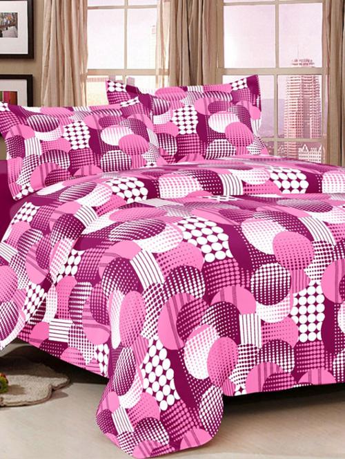 valtellina contemporary purple cotton double bed sheet with 2 pillow cover - tc-250 - 10458949 - Very Small Image - 1